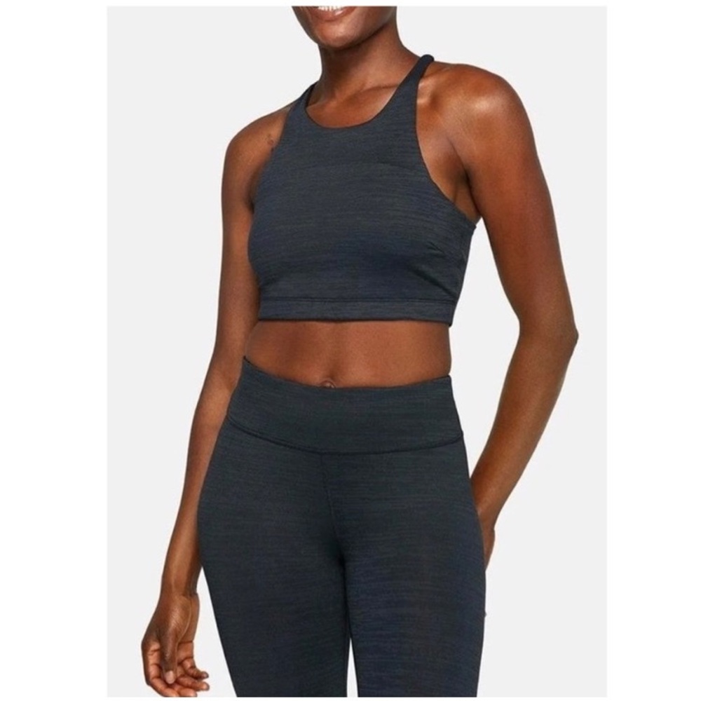 Outdoor Voices Move Free Crop Top Sports Bra in ‘Night’ Dark Gray Size Large